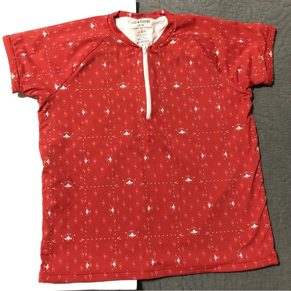 FIN & VINCE Red Rash guard Swim Shirt - 12 Unisex